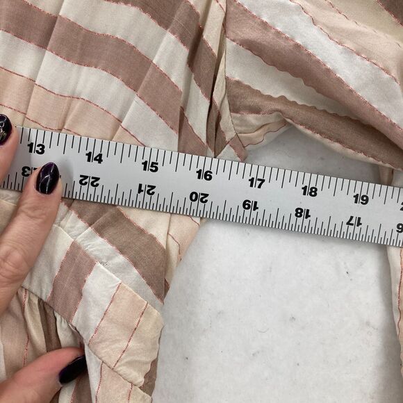Self Contrast Sophia Stripe Maxi Dress Small Beige Brown Prairie Babydoll Boho - Picture 6 of 16